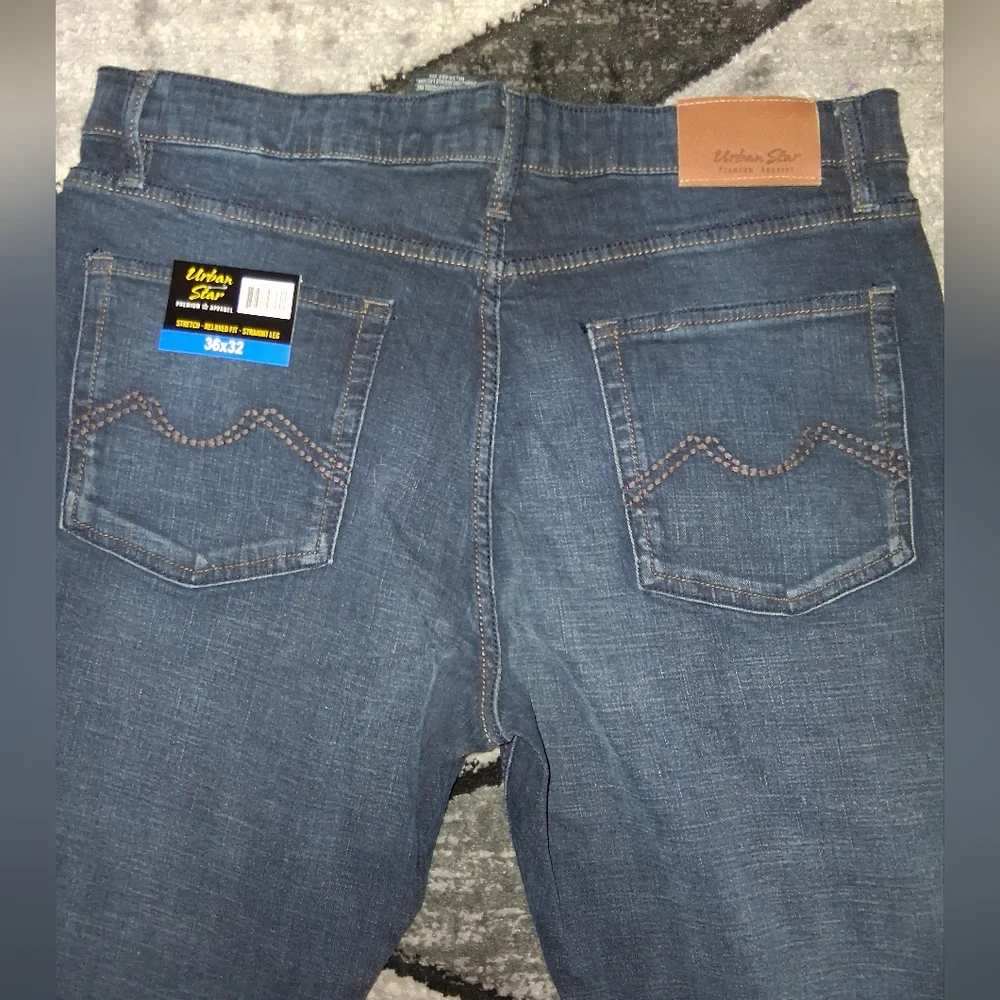 NWT Urban Star Size 36 X 32 Blue Stretch Relaxed Fit Straight Leg Jeans! - Picture 10 of 13